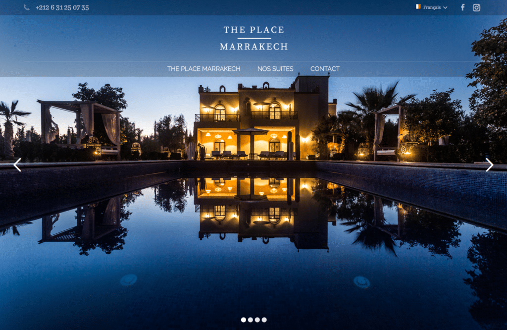 Création de site web chambres d’hôtes – suites à Marrakech : The Place Marrakech